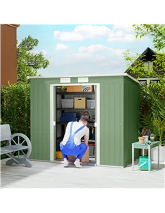 Outsunny 7 x 4ft Galvanised Steel Garden Shed, with Foundation Kit - Green 2