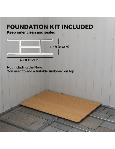 Outsunny 7 x 4ft Galvanised Steel Garden Shed, with Foundation Kit - Green