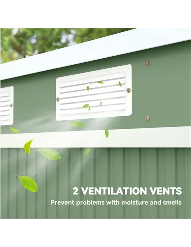 Outsunny 7 x 4ft Galvanised Steel Garden Shed, with Foundation Kit - Green