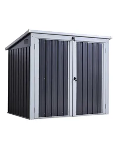 Outsunny 3.2 x 5.1ft Corrugated Steel Two-Bin Storage Shelter - Black