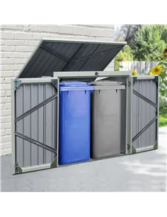 Outsunny 3.2 x 5.1ft Corrugated Steel Two-Bin Storage Shelter - Black 2