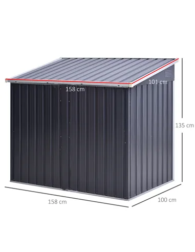Outsunny 3.2 x 5.1ft Corrugated Steel Two-Bin Storage Shelter - Black