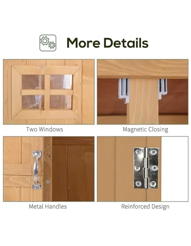 Outsunny Wooden Garden Shed with Two Windows, Tool Storage Cabinet, Outdoor Double Door Organizer 127.5L x 50W x 164H cm, Natura