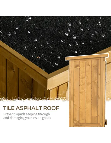 Outsunny Wooden Garden Storage Shed, Compact Utility Sentry Unit, 3-Tier Shelves Tool Cabinet Organizer with Asphalt Roof and Sh