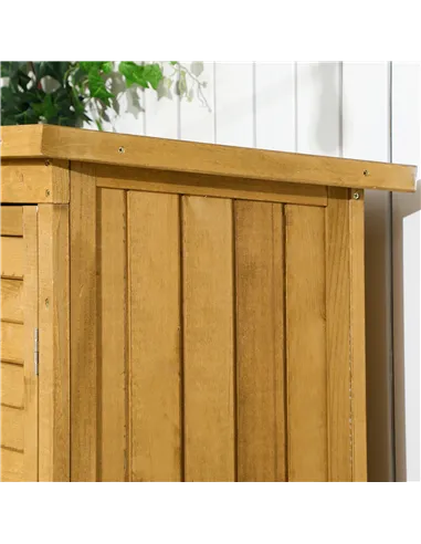 Outsunny Wooden Garden Storage Shed, Compact Utility Sentry Unit, 3-Tier Shelves Tool Cabinet Organizer with Asphalt Roof and Sh