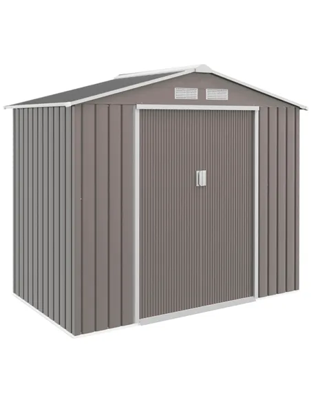 Outsunny 7ft x 4ft Lockable Garden Metal Storage Shed Storage Roofed Tool Metal Shed w/ Air Vents Steel Grey