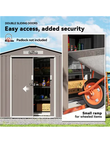 Outsunny 7ft x 4ft Lockable Garden Metal Storage Shed Storage Roofed Tool Metal Shed w/ Air Vents Steel Grey
