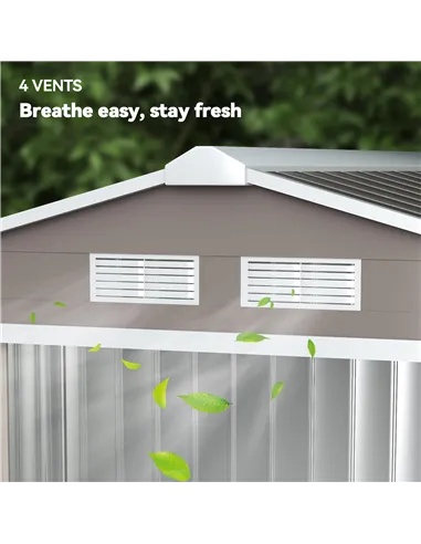 Outsunny 7ft x 4ft Lockable Garden Metal Storage Shed Storage Roofed Tool Metal Shed w/ Air Vents Steel Grey