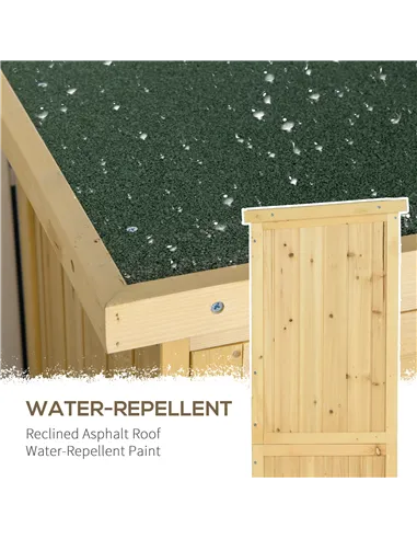Outsunny 87 x 47 x 160cm Wooden Garden Shed, Sheds & Outdoor Storage with Asphalt Roof and 2 Lockable Doors, Natural