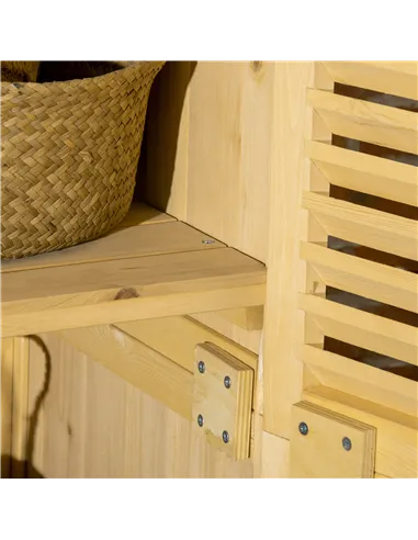 Outsunny 87 x 47 x 160cm Wooden Garden Shed, Sheds & Outdoor Storage with Asphalt Roof and 2 Lockable Doors, Natural