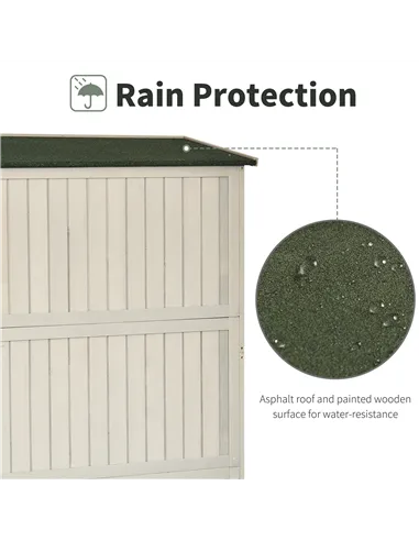 Outsunny Wooden Garden Shed with Two Windows, Tool Storage Cabinet, Outdoor Double Door Organizer 127.5L x 50W x 164H cm, Grey