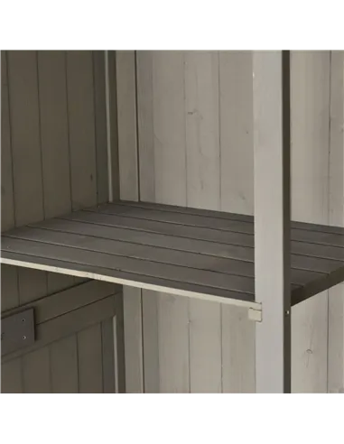 Outsunny Wooden Garden Shed with Two Windows, Tool Storage Cabinet, Outdoor Double Door Organizer 127.5L x 50W x 164H cm, Grey