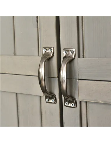 Outsunny Wooden Garden Shed with Two Windows, Tool Storage Cabinet, Outdoor Double Door Organizer 127.5L x 50W x 164H cm, Grey