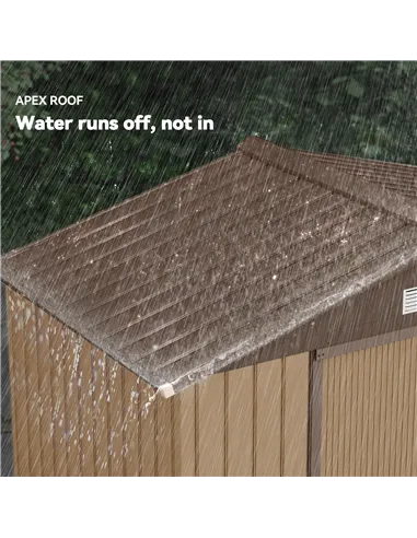 Outsunny 7 x 4ft Lockable Metal Garden Tool Storage Shed, Outdoor Storage Shed with Foundation and vents, Light Brown