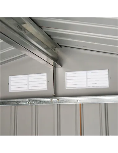 Outsunny 7 x 4ft Lockable Metal Garden Tool Storage Shed, Outdoor Storage Shed with Foundation and vents, Light Brown