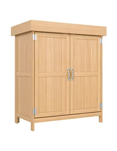 Outsunny Small Shed, Wooden Garden Shed with Openable Hinged Roof and Removable Shelf, Outdoor Tool Storage Cabinet Chest with D