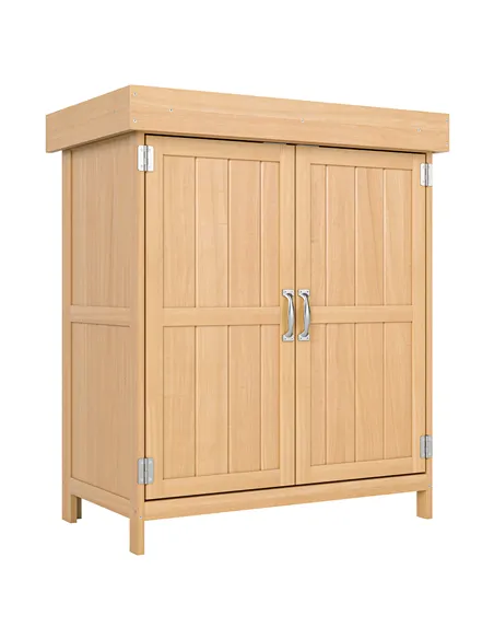 Outsunny Small Shed, Wooden Garden Shed with Openable Hinged Roof and Removable Shelf, Outdoor Tool Storage Cabinet Chest with D