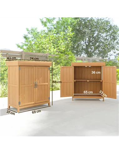 Outsunny Small Shed, Wooden Garden Shed with Openable Hinged Roof and Removable Shelf, Outdoor Tool Storage Cabinet Chest with D