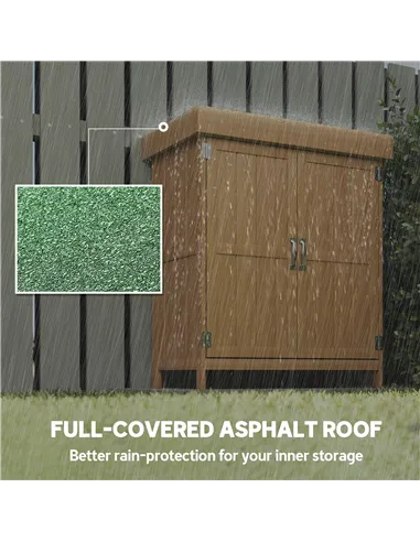 Outsunny Small Shed, Wooden Garden Shed with Openable Hinged Roof and Removable Shelf, Outdoor Tool Storage Cabinet Chest with D