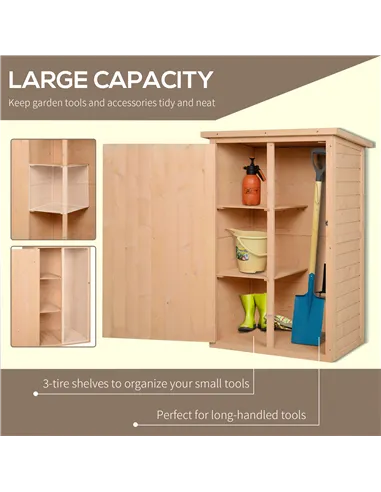 Outsunny Wooden Small Shed, Garden Storage Shed with Shelves and Bolt Latch, 75L x 56W x115H cm, Natural