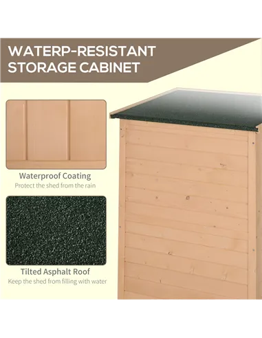 Outsunny Wooden Small Shed, Garden Storage Shed with Shelves and Bolt Latch, 75L x 56W x115H cm, Natural