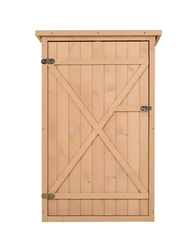 Outsunny Wooden Small Shed, Garden Storage Shed with Shelves and Bolt Latch, 75L x 56W x115H cm, Natural