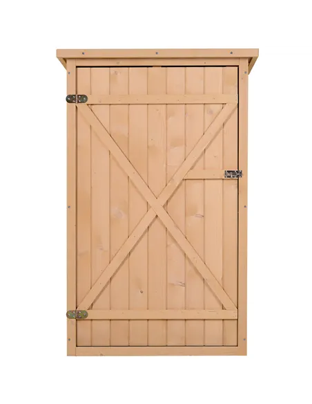 Outsunny Wooden Small Shed, Garden Storage Shed with Shelves and Bolt Latch, 75L x 56W x115H cm, Natural