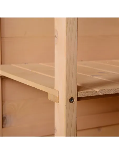 Outsunny Wooden Small Shed, Garden Storage Shed with Shelves and Bolt Latch, 75L x 56W x115H cm, Natural