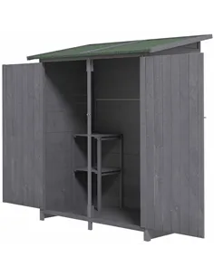 Outsunny 139 x 75 Fir Wood Garden Shed, with Asphalt Roof - Grey