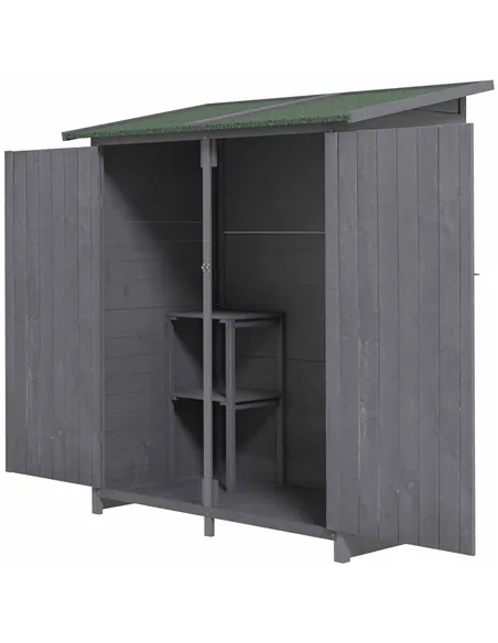 Outsunny 139 x 75 Fir Wood Garden Shed, with Asphalt Roof - Grey
