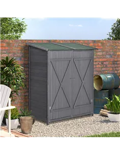 Outsunny 139 x 75 Fir Wood Garden Shed, with Asphalt Roof - Grey 2