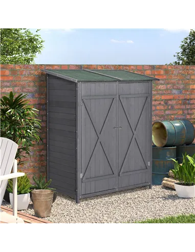 Outsunny 139 x 75 Fir Wood Garden Shed, with Asphalt Roof - Grey