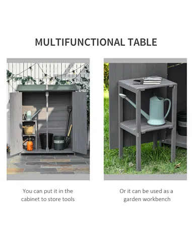 Outsunny 139 x 75 Fir Wood Garden Shed, with Asphalt Roof - Grey