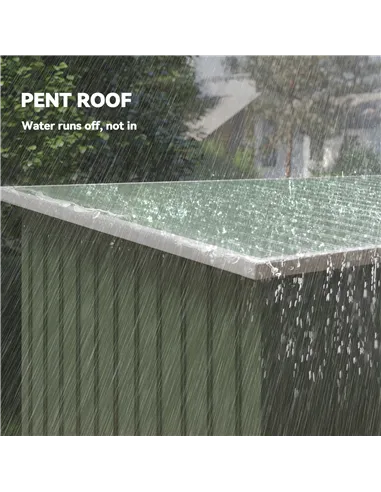 Outsunny 9ft x 4ft Metal Garden Shed, Outdoor Tool House with Foundation Kit, Ventilations and Double Doors, Light Green