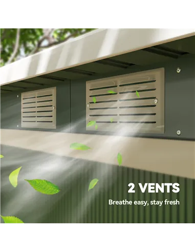 Outsunny 9ft x 4ft Metal Garden Shed, Outdoor Tool House with Foundation Kit, Ventilations and Double Doors, Light Green