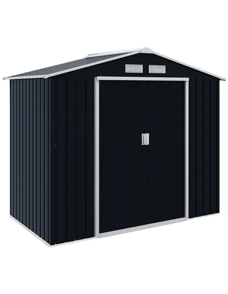 Outsunny 7 x 4ft Weatherproof Shed, Outdoor Bike Storage Shed with Ventilation Slots, Foundation Kit and Lockable Double Doors, 