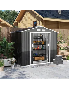 Outsunny 7 x 4ft Weatherproof Shed, Outdoor Bike Storage Shed with Ventilation Slots, Foundation Kit and Lockable Double Doors,  2