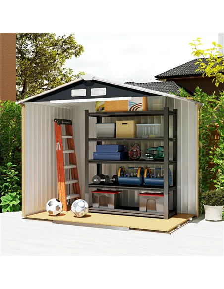 Outsunny 7 x 4ft Weatherproof Shed, Outdoor Bike Storage Shed with Ventilation Slots, Foundation Kit and Lockable Double Doors, 