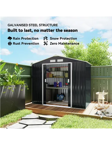 Outsunny 7 x 4ft Weatherproof Shed, Outdoor Bike Storage Shed with Ventilation Slots, Foundation Kit and Lockable Double Doors, 