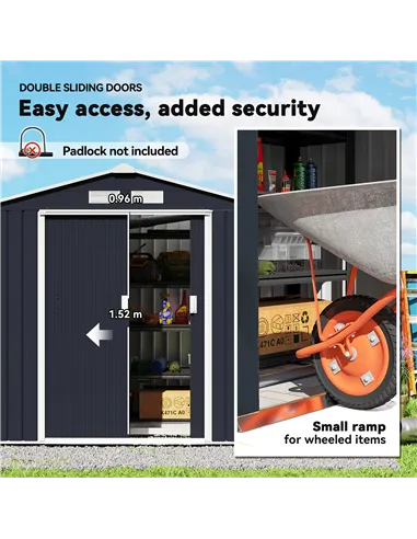 Outsunny 7 x 4ft Weatherproof Shed, Outdoor Bike Storage Shed with Ventilation Slots, Foundation Kit and Lockable Double Doors, 