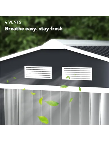 Outsunny 7 x 4ft Weatherproof Shed, Outdoor Bike Storage Shed with Ventilation Slots, Foundation Kit and Lockable Double Doors, 