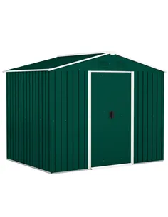 Outsunny 7.7 x 5.7ft Metal Garden Shed with Ventilation Slots and Sliding Doors, Galvanised Outdoor Tool Storage House, Green