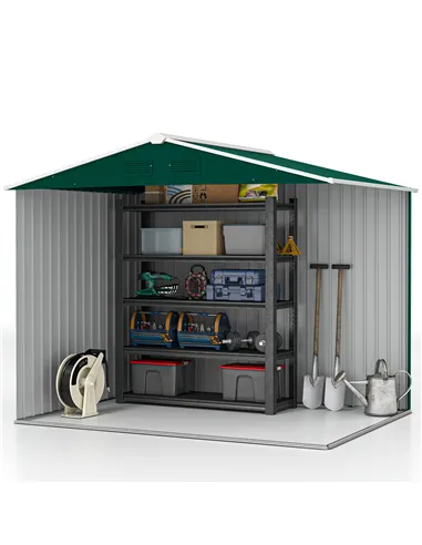Outsunny 7.7 x 5.7ft Metal Garden Shed with Ventilation Slots and Sliding Doors, Galvanised Outdoor Tool Storage House, Green