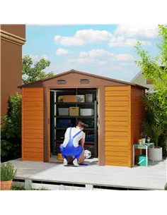 Outsunny 9 x 6ft Metal Garden Shed, House Hut Gardening Tool Storage with Ventilations, Sliding Door, Sloped Roof for Garden, Pa 2