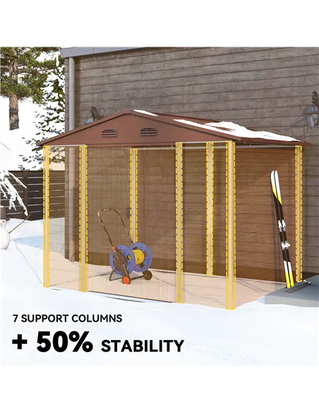 Outsunny 9 x 6ft Metal Garden Shed, House Hut Gardening Tool Storage with Ventilations, Sliding Door, Sloped Roof for Garden, Pa