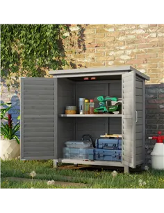 Outsunny Garden Shed Wooden Garden Storage Shed 2 Door Unit Solid Fir Wood Garage Tool Organisation Cabinet, 87L x 46.5W x 96.5H 2