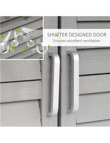 Outsunny Garden Shed Wooden Garden Storage Shed 2 Door Unit Solid Fir Wood Garage Tool Organisation Cabinet, 87L x 46.5W x 96.5H