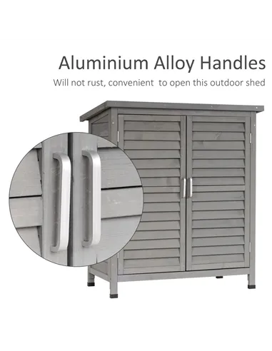 Outsunny Garden Shed Wooden Garden Storage Shed 2 Door Unit Solid Fir Wood Garage Tool Organisation Cabinet, 87L x 46.5W x 96.5H