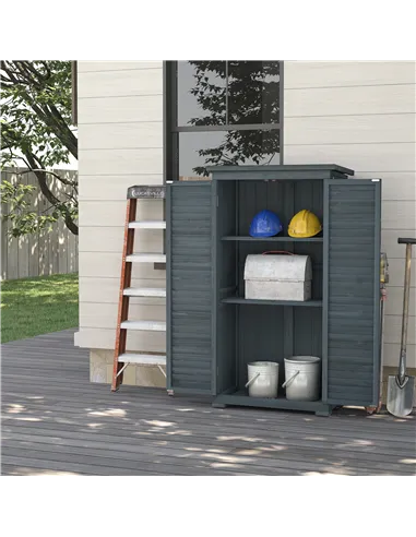 Outsunny 39.5 x 79cm Fir Wood Garden Shed - Grey