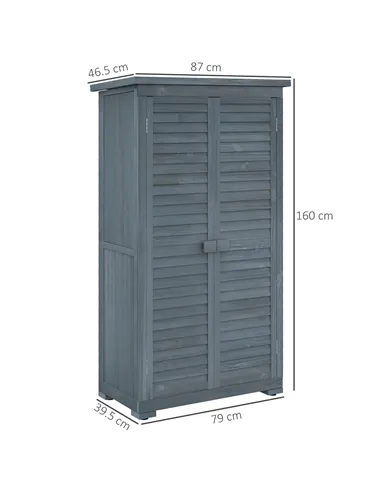 Outsunny 39.5 x 79cm Fir Wood Garden Shed - Grey